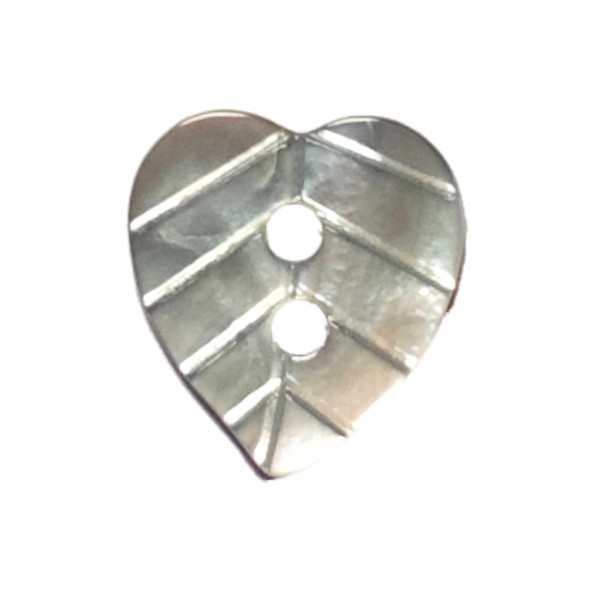 Botones de Concha Natural en forma de corazón con rallas - T1014