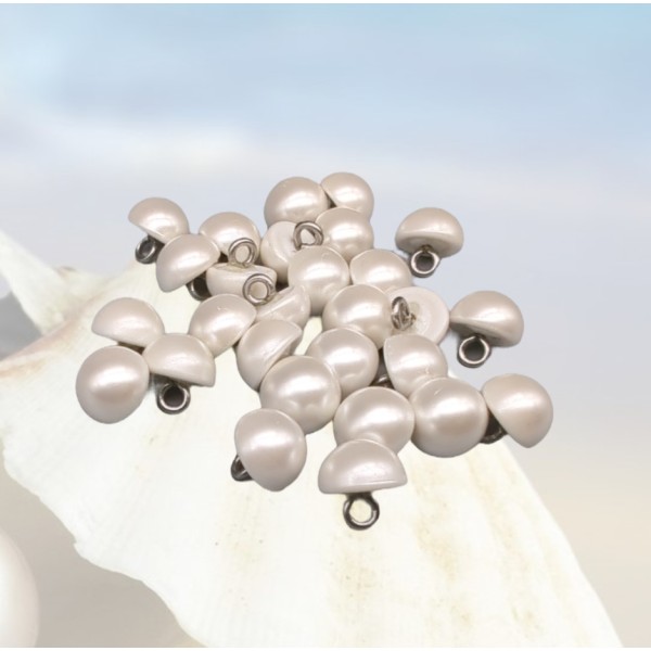 WHITE Pearl Button - Half Ball