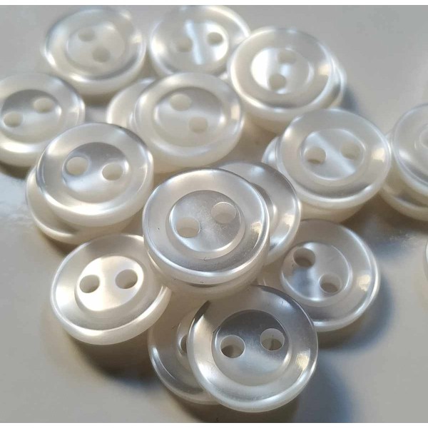 White Button 12 mm - Two Holes
