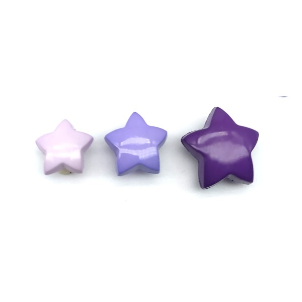 Bottone lilla a forma di stella (3 misure)