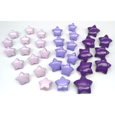 Botones en forma de estrellas lilas (3 medidas)