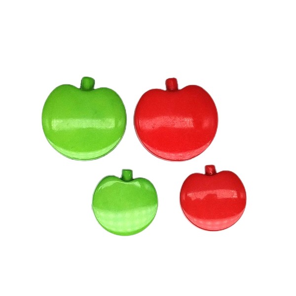 Apple-shaped button with 2 color rings