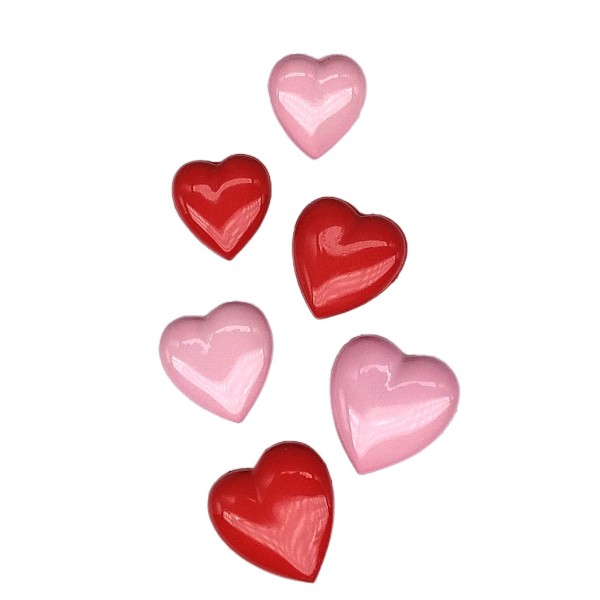 Botón con forma de corazón - rosa y rojo con anilla
