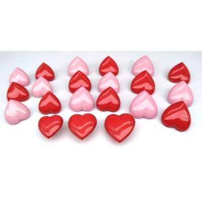 Botones en forma de corazones - rosas y rojos con anilla