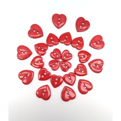 Botones en forma de corazón - rojos
