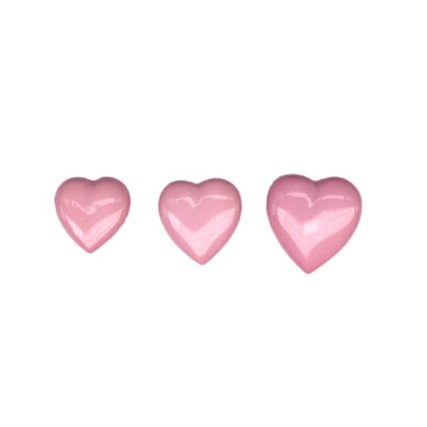 Heart-shaped button - pink with ring