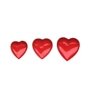 Botones en forma de corazón - rojos con anilla