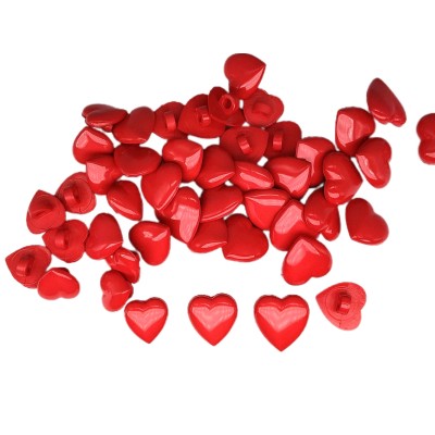 Botones en forma de corazón - rojos con anilla