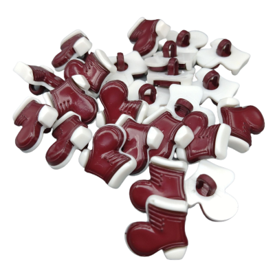 Botones con foma de bota - Granate