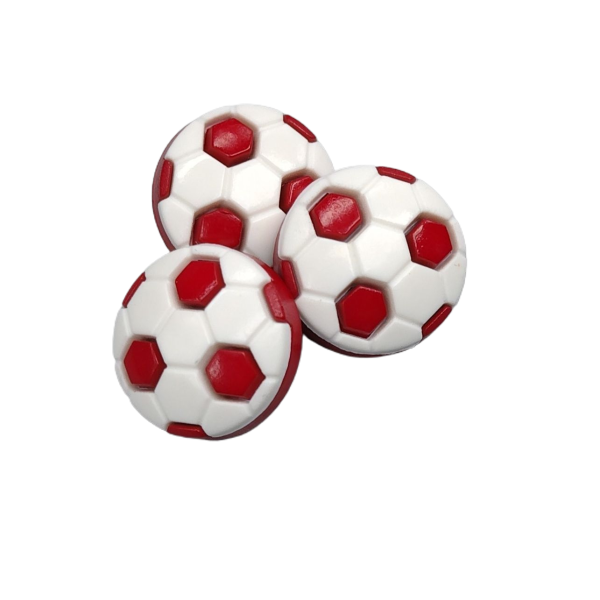 Kugelförmiger Knopf - Weiß/Rot