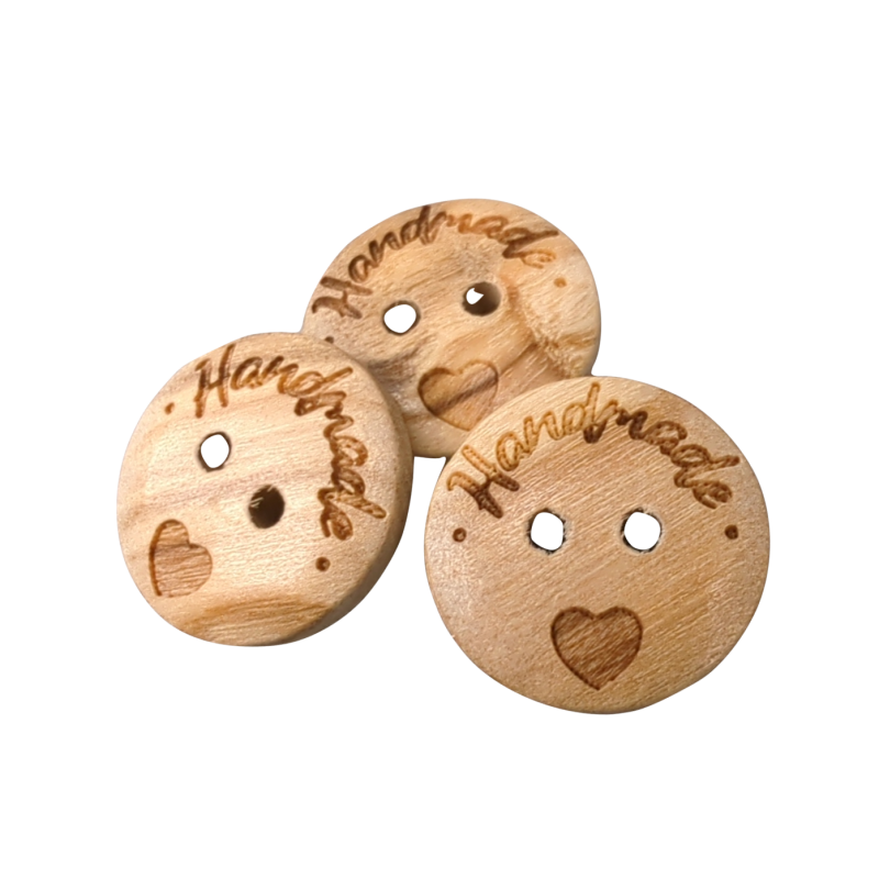 Bottoni In Legno Fatti A Mano - 150 Pezzi, Diametro 15mm E 20mm, Con Scritta 'Handmade With Love' - Foto 11