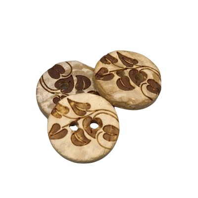 Botones de coco blanco hojas