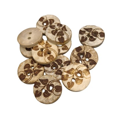 Botones de coco blanco hojas