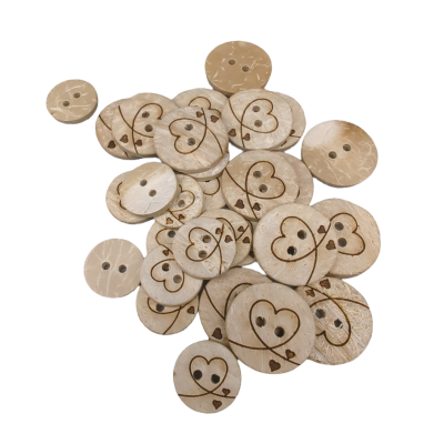 Botones de coco blanco hojas