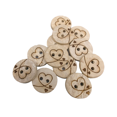 Botones de coco blanco hojas