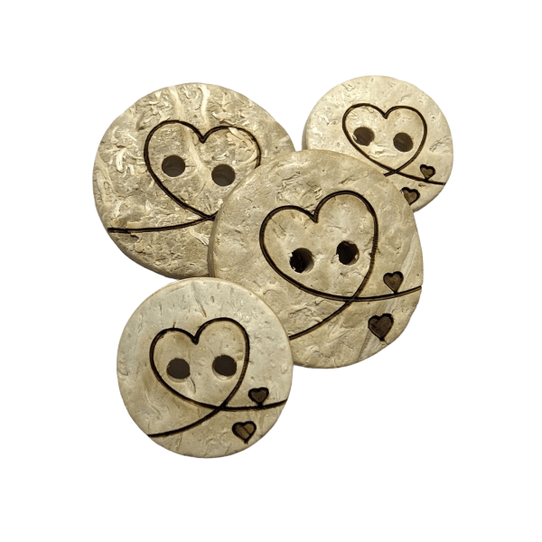 Cœurs de boutons de noix de coco blancs