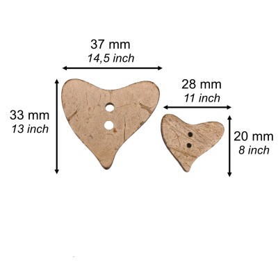 Botón Forma de Corazón de Coco Natural