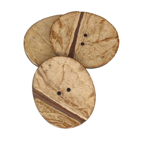 Botão de coco natural em formato oval